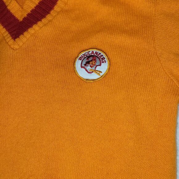 Vintage Sweater Size Large Mens Orange Varsity Sports Buccaneers Football NFL - Picture 10 of 16